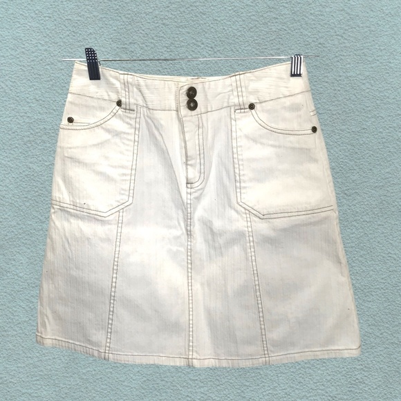 San Francisco Dresses & Skirts - White Denim A-Line Skirt with Front Pockets | Casual Summer Mini